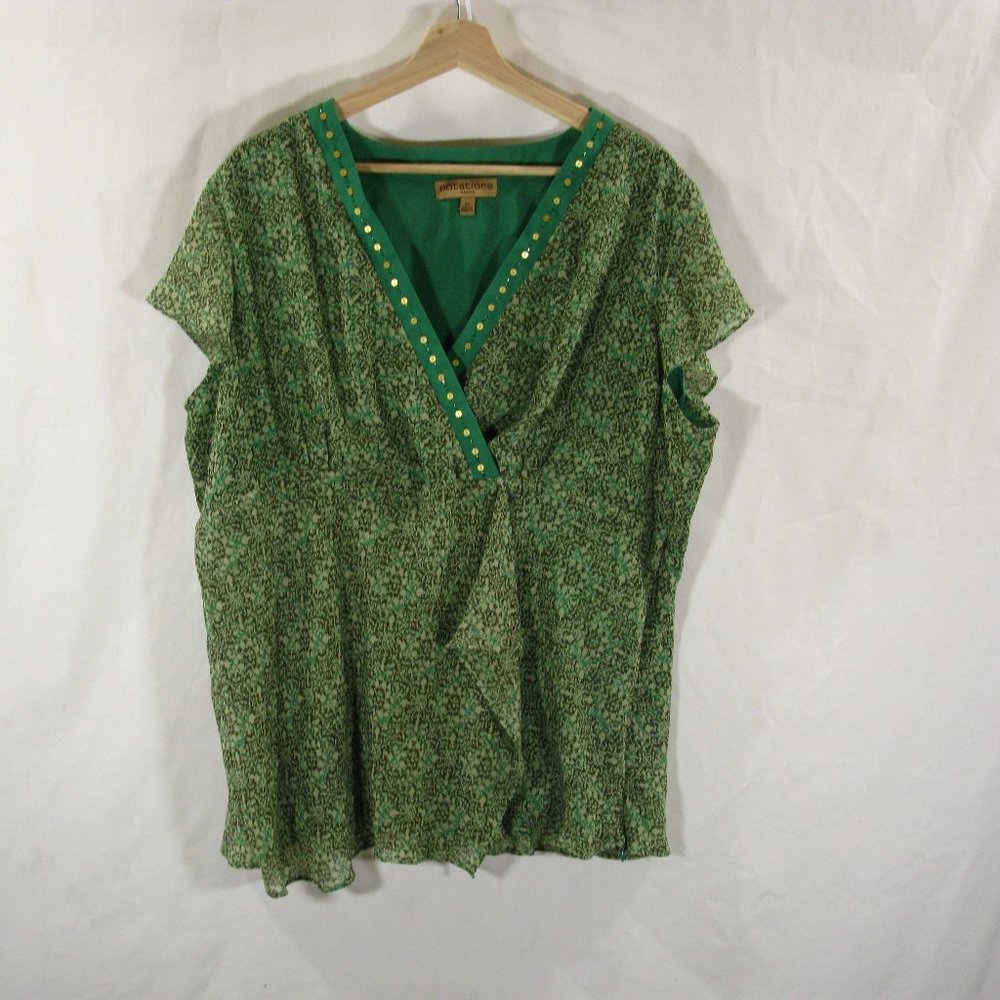 Notations Woman Green Spring Blouse - Size 2X - Like New